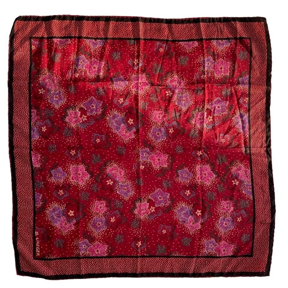 Vintage Jaeger Flowers or Stars silk scarf Silk Italy Hand rolled edges
